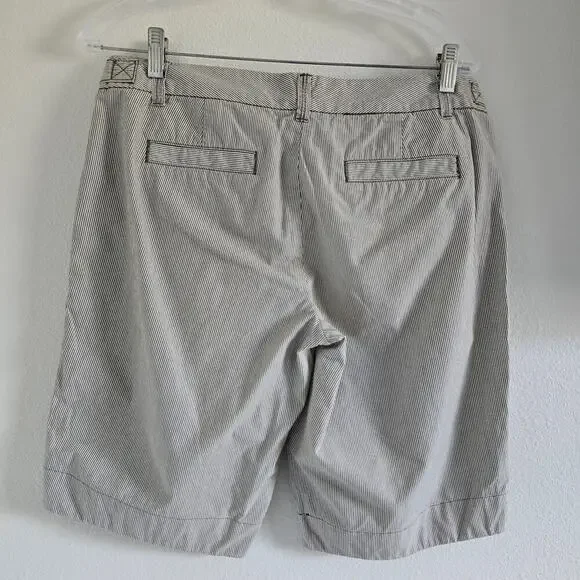 J Crew Chino Y2K Low-rise Striped Bermuda Shorts Womens Size 8 Brown White - Picture 3 of 9